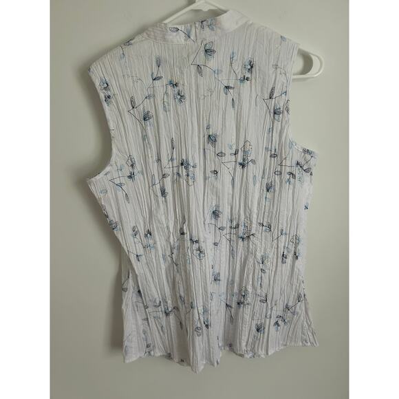 Dressbarn White Floral Sleeveless Blouse - Women's Large - Picture 6 of 7